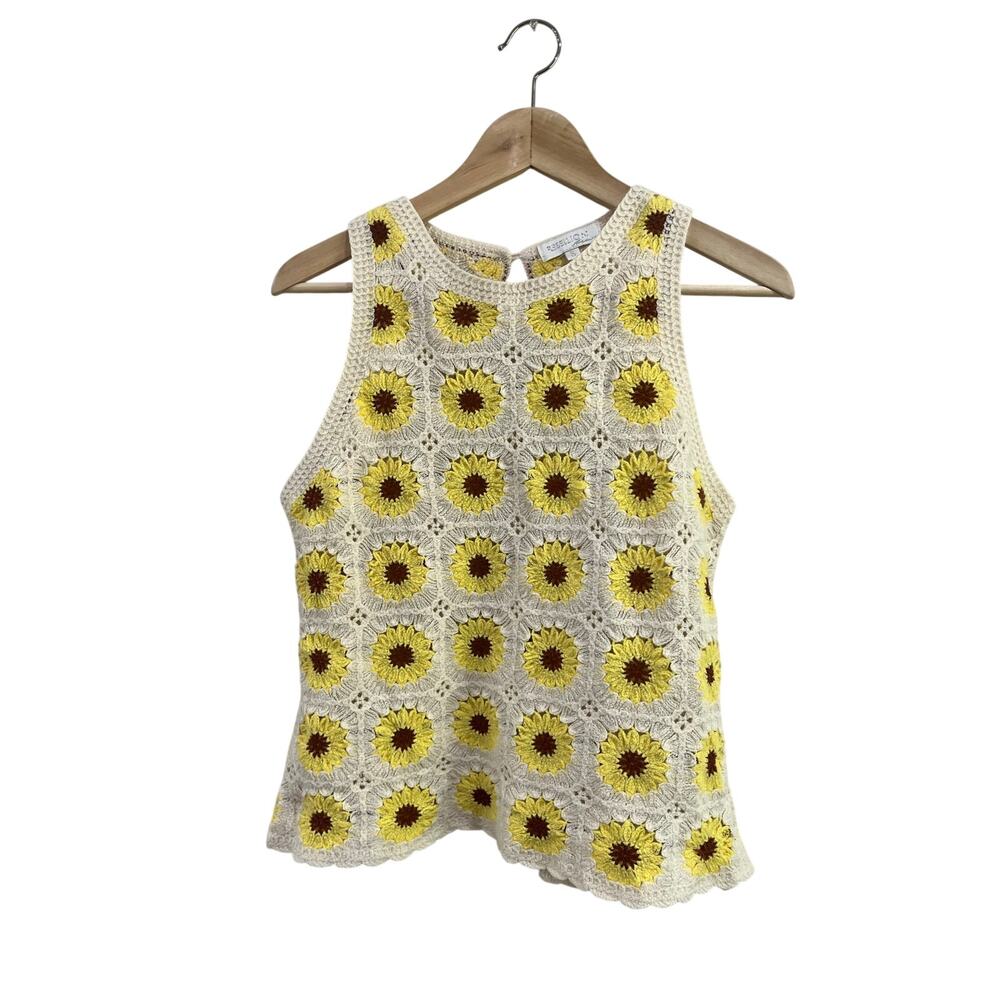 Rebellion Sunflower Crochet Tank Top Cottagecore Boho Festival Small
